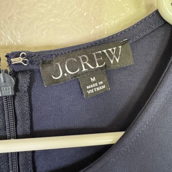 J.Crew Nadia Midi Dress WMNS M Navy Sleeveless Seamed Waist Ponte Knit Back Zip - Picture 5 of 9